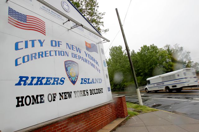 Sign for Rikers Island
